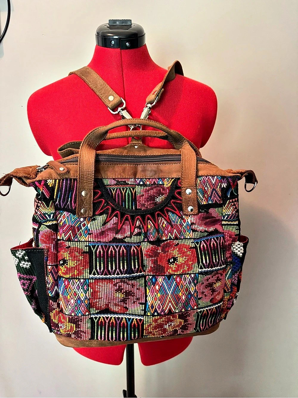 Nena & Co. OOAK Convertible Day Bag Multicolor Geometric